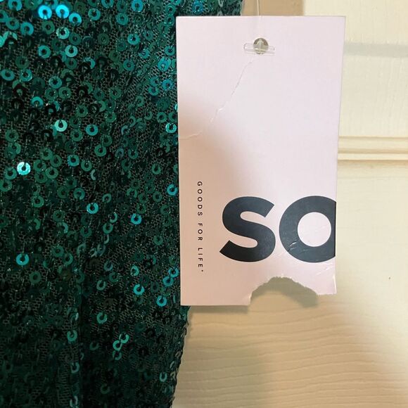 SO halter, top dress, green sequins, mini, NWT, medium - Picture 2 of 3